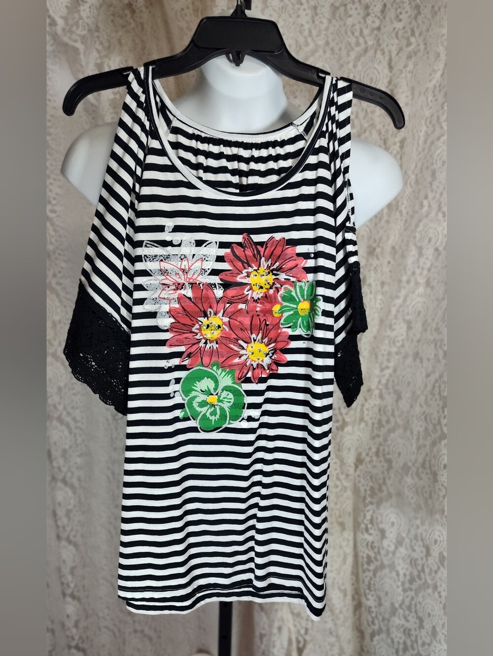 Black White Striped Top